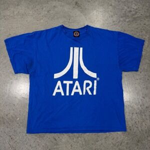 Atari Graphic T-Shirt Mens Blue Retro Video Game Logo Short Sleeve Tee